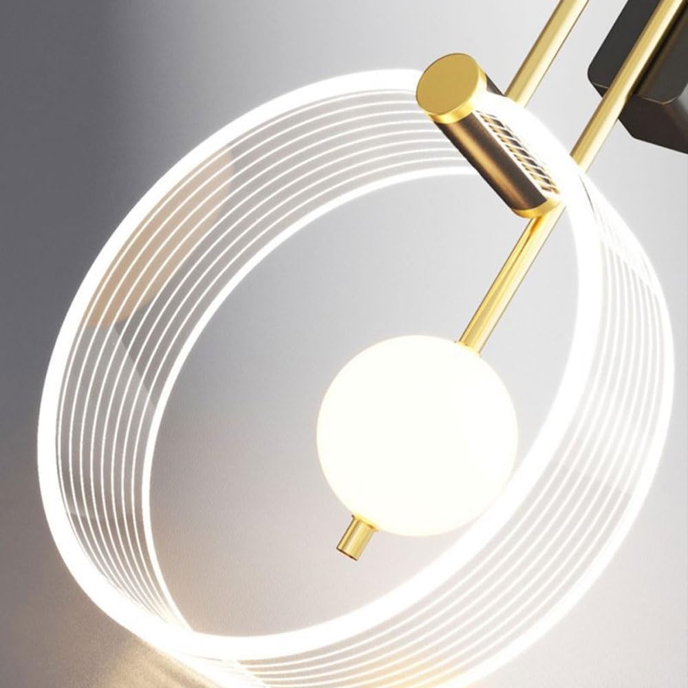 Applique da Parete Moderna e Semplice, Anello LED per Comodino, Lampada da Interno Oro+Nero, Lampada Lunga con Paralume in Gel di silice, Applique in Alluminio in Stile postmoderno