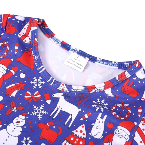 Christmas Toddler Girls Dress Santa Claus Snowman Print Dresses Red Long Sleeve 2-8Y2