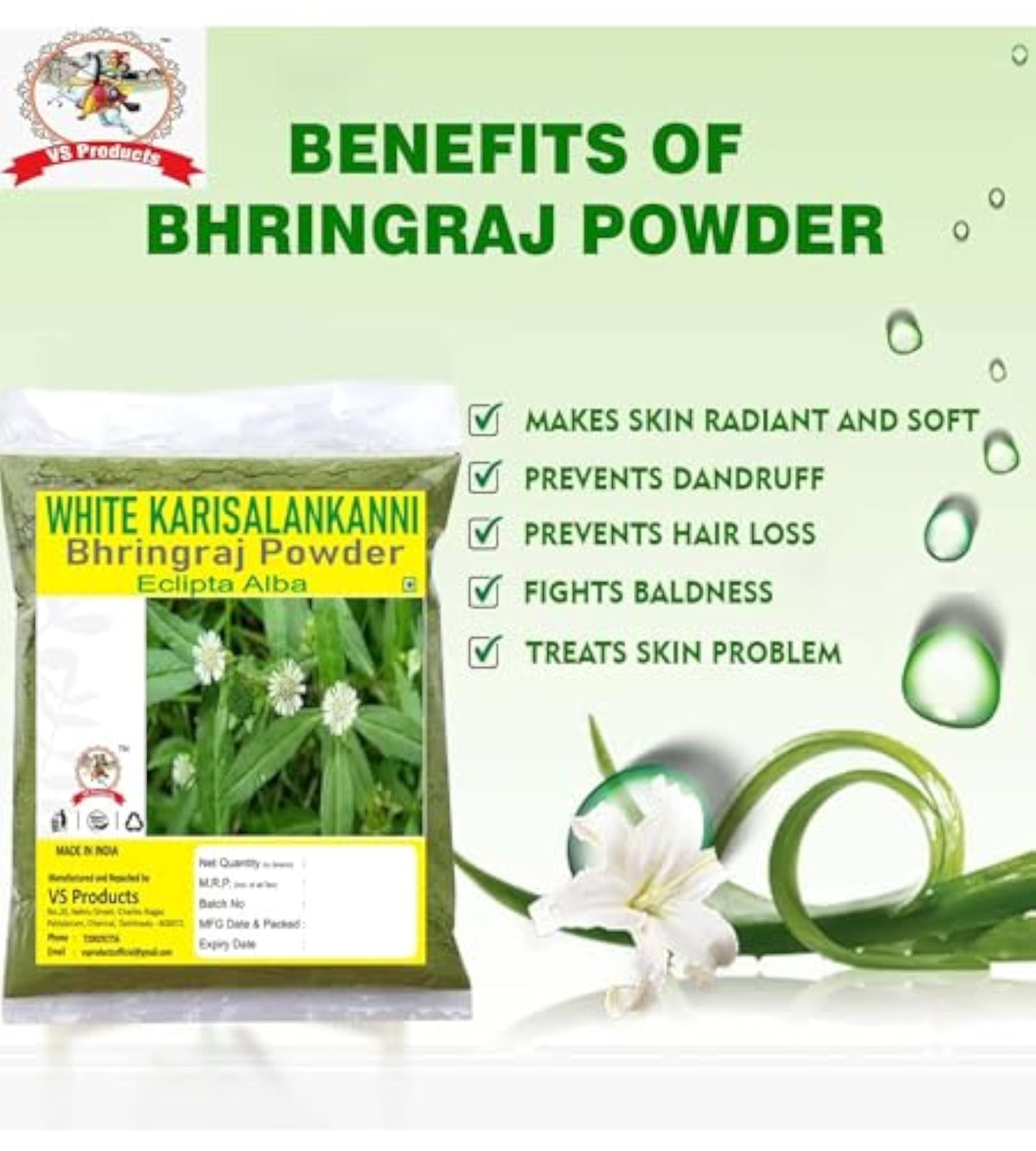 White Karisalankanni Powder for Hair Care