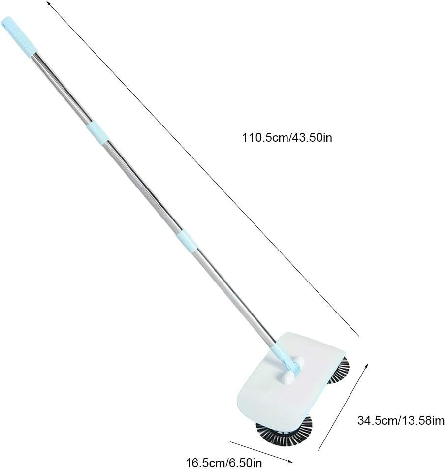 Hand Push Sweeper, Household Hand Sweeping Machine, Non Electric Sweeper Mop Broom Dustpan Floor Cleaning Tools for Cleaning Hair, Fruit Shell, Dust, etc - Angle Changable Freely(Blue) : Health & Household