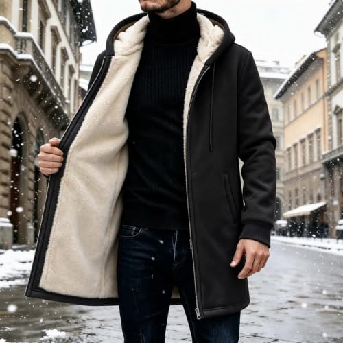Long Winter Coats for Men Hooded Full Zip Oversized Warm Fleece Jacket - image 2