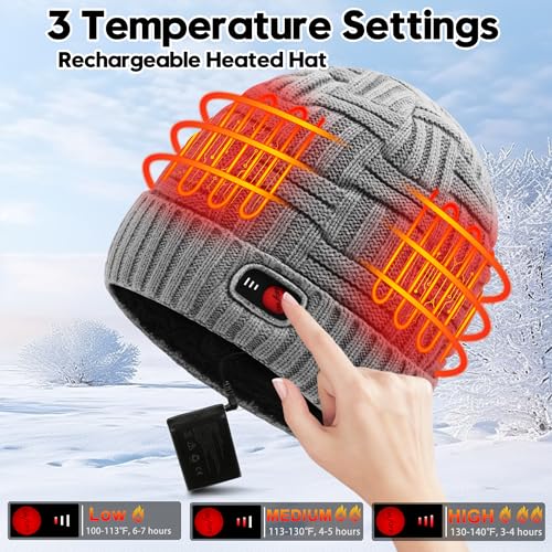 Gorro eléctrico calefactable unisex recargable para invierno miniatura 3