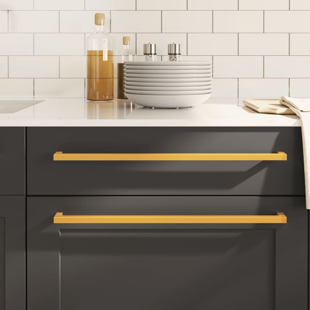 Tiradores de muebles de acero inoxidable dorado, 20 unidades, 480 mm, distancia entre orificios, tirador de puerta, cajón, tirador para cocina, muebles, cómoda, con tornillos recortables