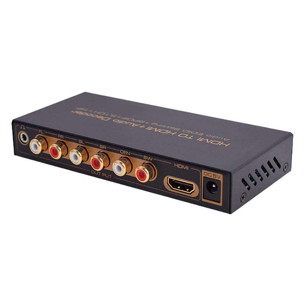 RSGK Decodificatore Audio Digitale 5.1, Gestore HDMI a HDMI EDID Fibra Ottica SPDIF da 3,5 Mm, in Grado di Decodificare AC3 / DTS/LPCM E Altri Formati Audio Digitali