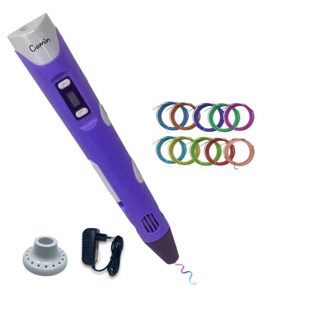 Promo3D Pen for Kids | 3D Pen with Adapter & 95 PLA 5 mtr (Purple)-picture-10