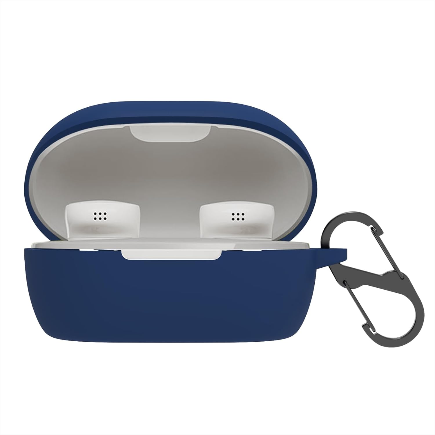 Case Compatible with Bose New QuietComfort Wireless Noise Cancelling Earbuds 2024,Soft Silicone Cover Headphone Accessories with Carabiner (Navy)