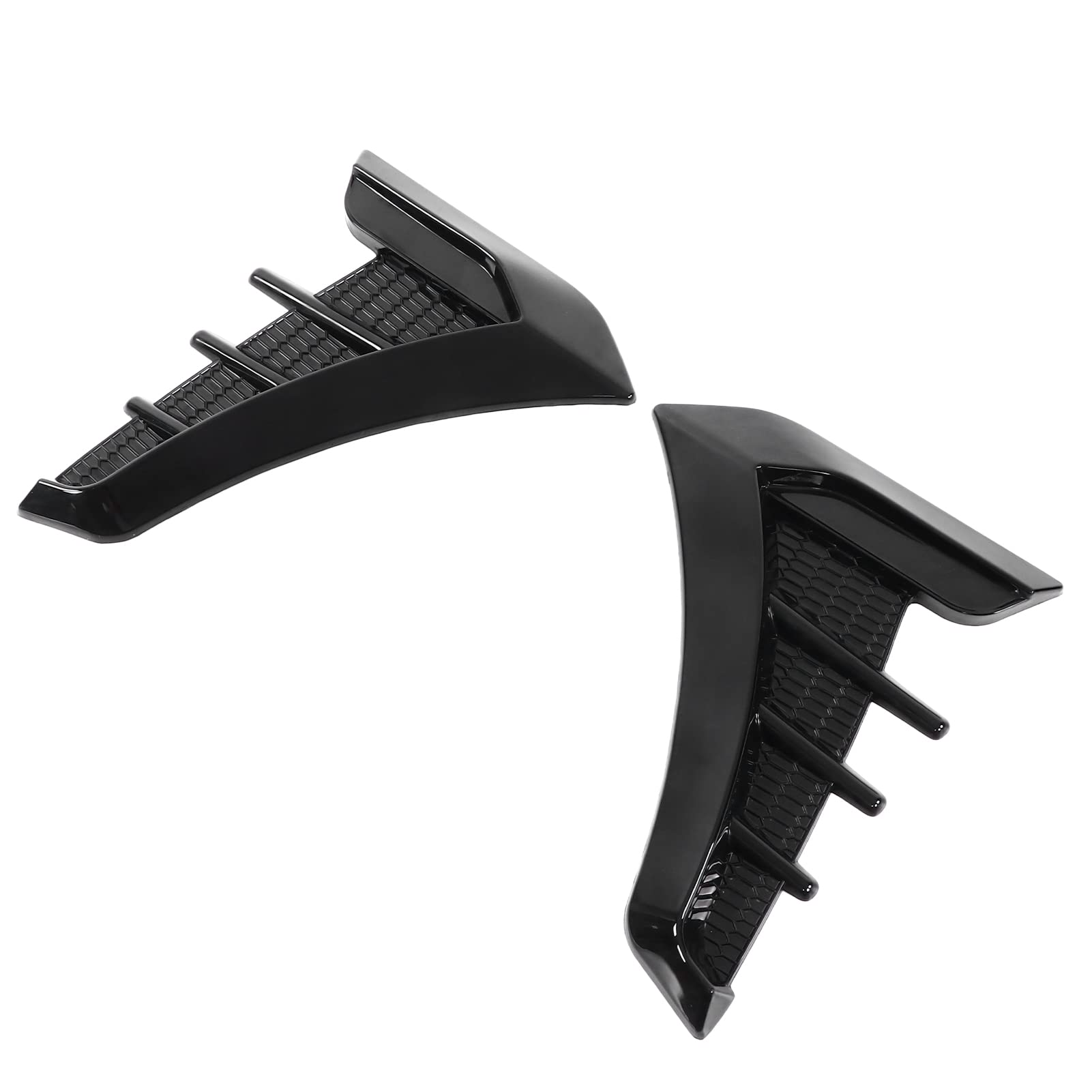 2pcs Side Vent Trim Decoration Sticker Rubber Shark Gills Gloss Black Universal for Cars