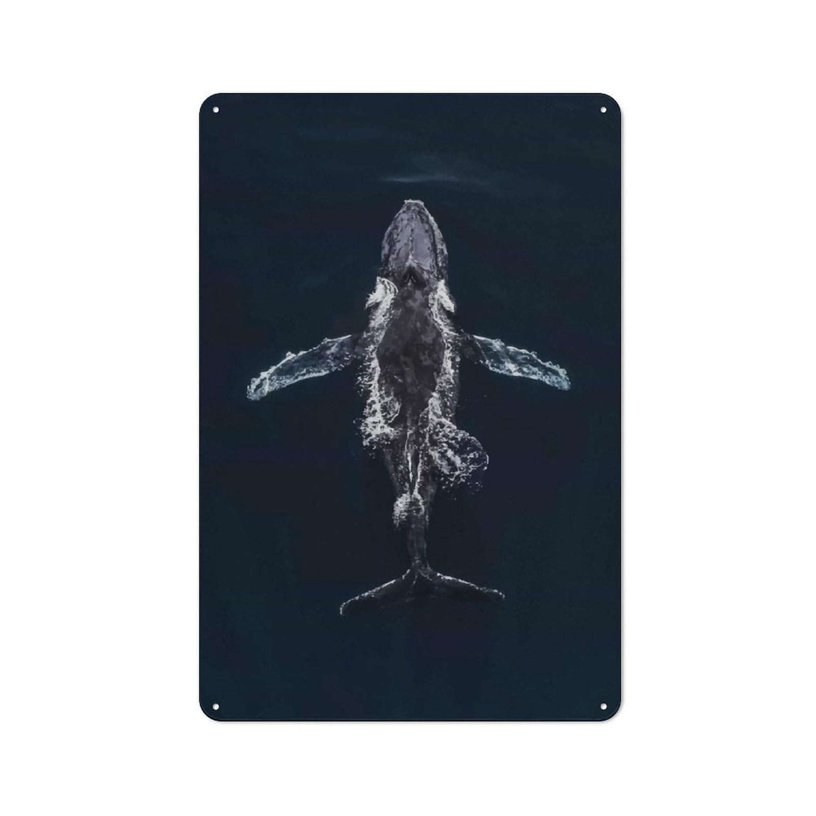 Junmoney Humpback Whale Underwater Metal Wall Sign 30X20cm Featuring For Bar Or Restaurant, For Restaurant Interior Fans