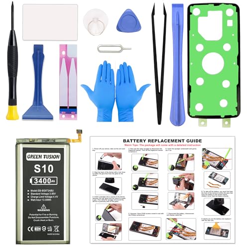 GREEN FUSION Compatible with Galaxy S10 Battery Replacement, EB-BG973ABU New 0 Cycle Battery for Samsung Galaxy S10 SM-G973U/U1 SM-G973F SM-G973W with Instruction & Repair Toolkit