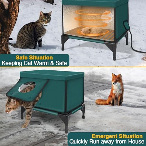 Cuccia isolante per gatti – Design impermeabile con porta trasparente – Cuccia riscaldata per gatti selvatici – estremamente isolante e durevole
