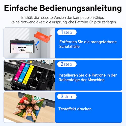 【New Chip】Nestink 937 XL 937XL 937-XL 937e Ink Cartridges (1 Black 1 Cyan 1 Magenta 1 Yellow) Compatible HP 937xl Multipack,Compatible with HP Officejet pro 9110b 9120b 9130b 9720 9730 Printer (4 Pack - Image 4