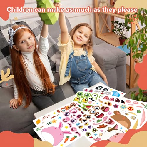 27 PCS Animal Make a Face DIY Stickers for Kids, Party Bag Fillers Gift Set for Girls Boys, Animal Face Sticker Sheets Birthday Party Decorations, Party Favours Kit