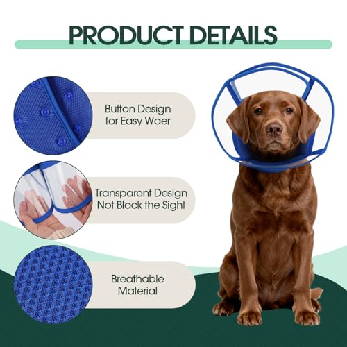 Image of Kuoser Dog Cone Collar After Surgery, Soft Cone for Dogs to Stop Licking, L | Breathable Dog Recovery Collar Comfortable Elizabethan Collars, Adjustable Protective Pet Cones for Small Medium Large Dogs
