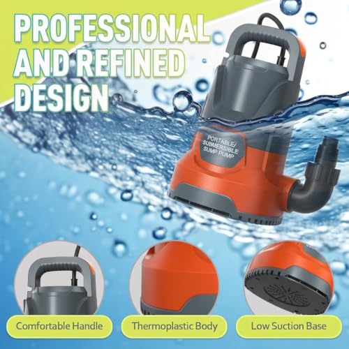 Image of Sump Pump 1HP 4000GPH Electric Thermoplastic Submersible Water Pump