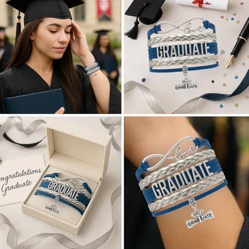 Image of Infinity Collection Graduation Bracelet Gift Graduate Jewelry for Her, Class of 2026 Keepsake, Adjustable Charm Bracelet for Women & Girls