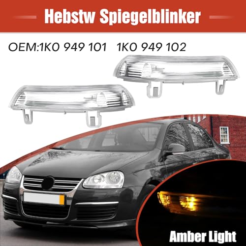 Hebstw Spiegelblinker Kompatibel mit VW Golf 5, Jetta, Passat, Rabbit, Seat Alhambra, Skoda Superb (2 Einheiten) - 1K0949101-1K0949102 - Außenspiegel Blinker - Türspiegel-Blinker