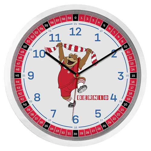 K&L Wall Art FCB Fußball Wanduhr FC Bayern München Uhr Jungenzimmer lautlos ohne Ticken (Maskottchen Berni Kinderlernuhr, 30 cm) K&L Wall Art FCB Fußball Wanduhr FC Bayern München Uhr Jungenzimmer lautlos ohne Ticken (Maskottchen Berni Kinderlernuhr, 30 cm)