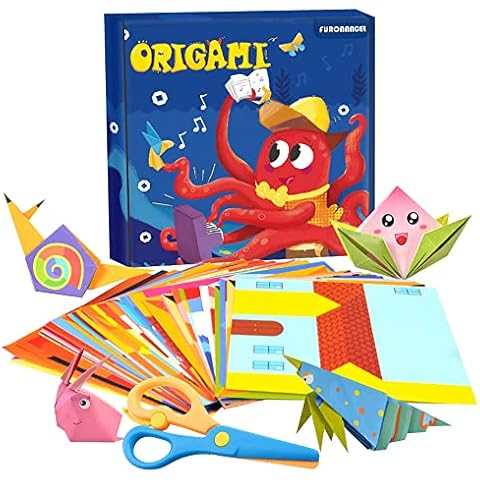 ComPDCVD Origami Paper Kit for Kids 108 Sheets Double-Sided Origami with 54 Patterns Colorful Folding Papers with Instructional Origami Book and Safety Scissors for DIY Art and Craft Projects Cover