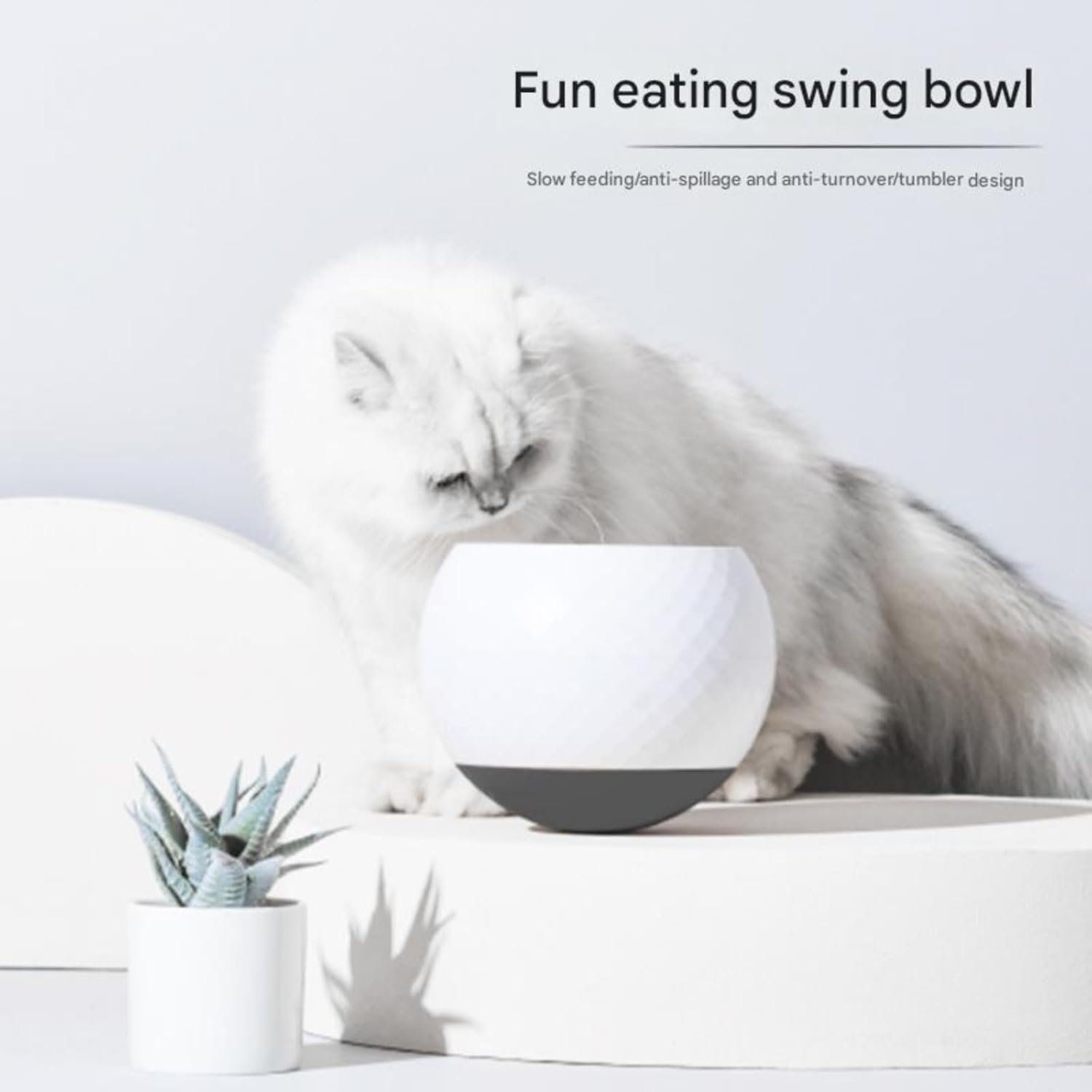 Pet Tumbler Slow Food Bowl | Slow Feeding + Anti-overturning and Anti-spillage + Fun Swinging Design | Feeding and consuming Energy at Home, Suitable for Cats and Dogs (Grey)