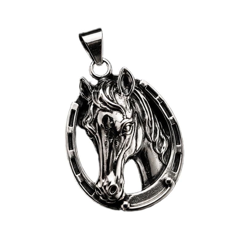 Stainless Steel Horse & Horseshoe 37X25mm Pendant Silver Plated Charm Necklace Without Chain Handmade For Men & Women Power Symbol Meaningful Jewelry |LK_SSC_0306-image-38