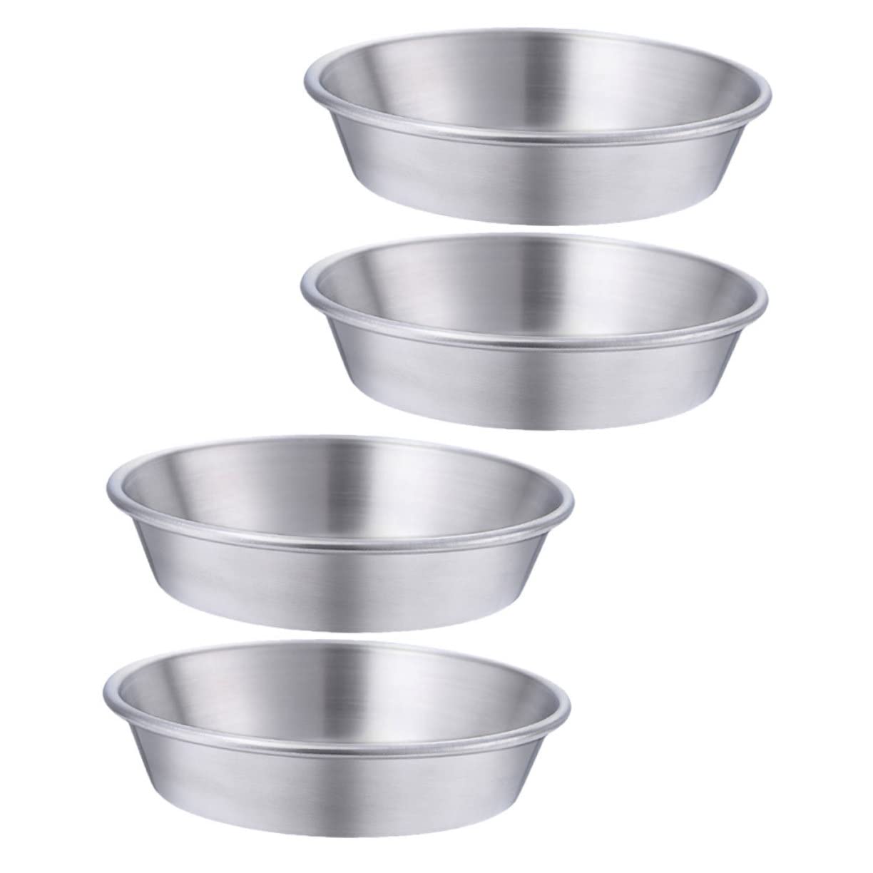 CIYODO 4pcs Round Saucer Dip Dish Dipping Sauce Plate Soy Sauce Plate Round Serving Platter Mini Plates Restaurant Accessories Egg Tart Tins Seasoning Plate Stainless Steel Silver