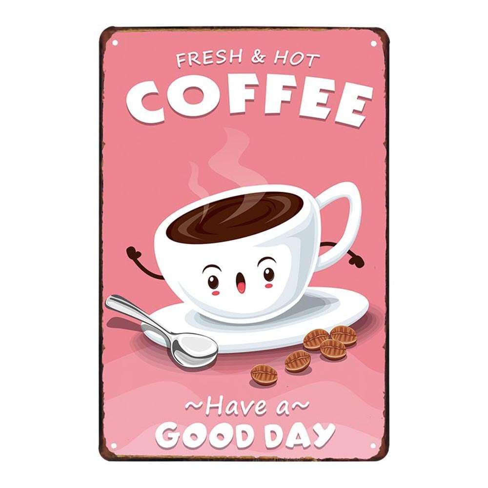 Funny Coffee Quote - Metal Tin Sign Retro Vintage Plaque Set of 4