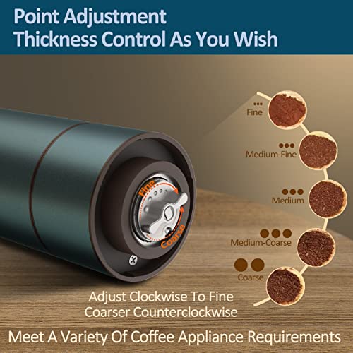 Petimeti Electric Coffee Grinder, Portable Coffee Bean Grinder With Stainless Steel Spiral Core,With 5 Gears Adjustable Burr Nuts, Adjustable Thickness Of Coffee, Easy To Clean And Storage #TOP2