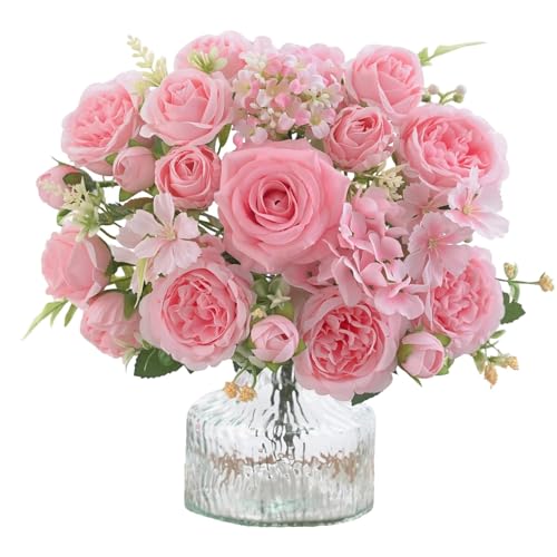 4 Pcs Mixed Artificial Peony Flowers Set-2 Bouquets & 2