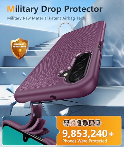Image of FNTCASE for Samsung Galaxy A26-5G Case: Dual Layer Protective Heavy Duty Cell Phone Cover Shockproof Rugged with Non Slip Textured Back - Military Protection Bumper Tough - 6.7 inch (Burgundy Purple)