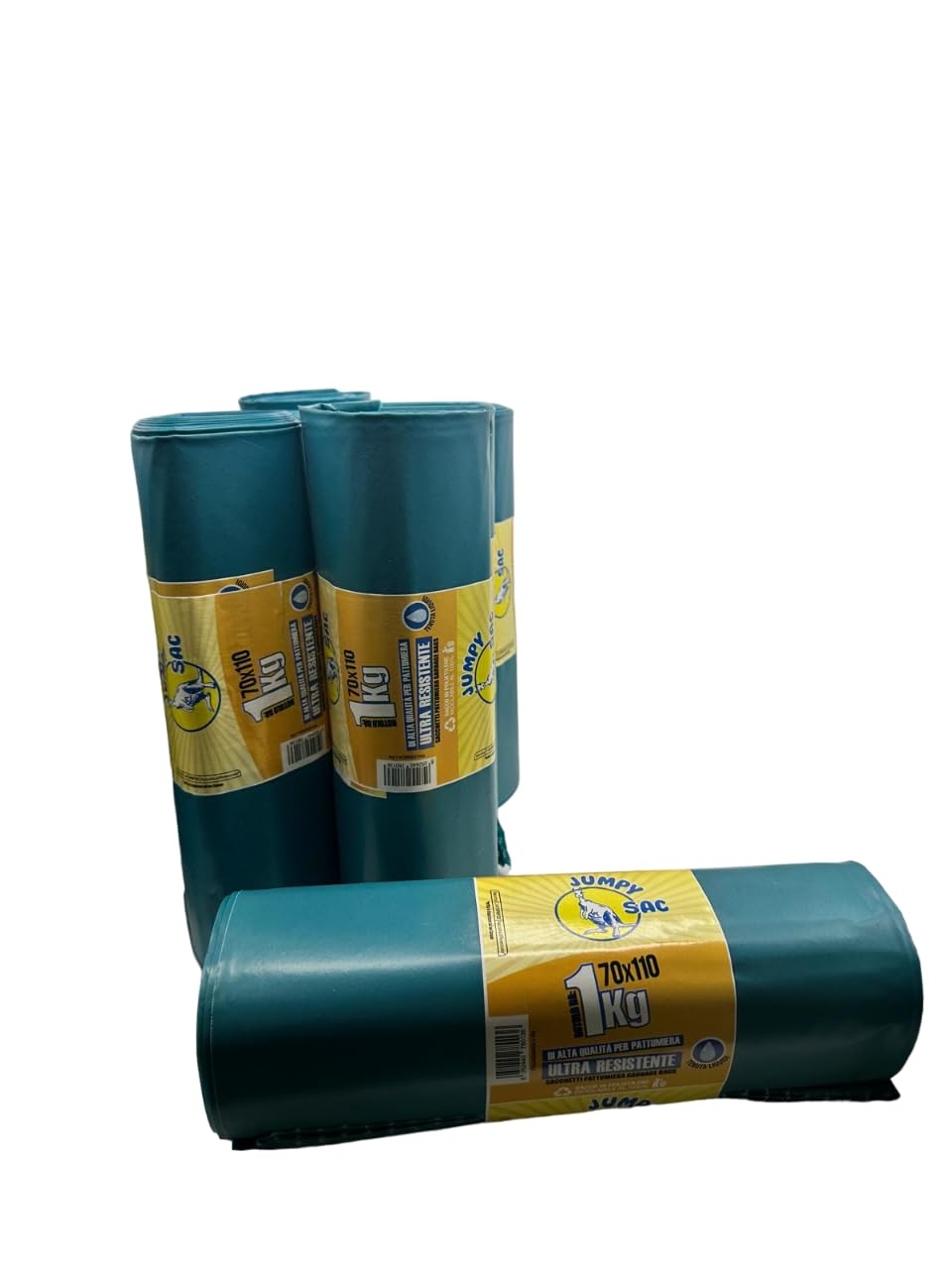 Sacchi pattumiera 18 rotoli 70x110 circa 18kg Blu, ogni rotolo contiene 10pz, 65my