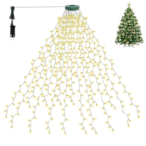 Probuk Luzes de fadas para árvore de Natal, 3 m 16 corrente de luzes 400 LEDs, luzes de árvore de Natal com 8 modos, grinalda luminosa decoração para árvore de Natal 1,2 m - 3,5 m, branco quente