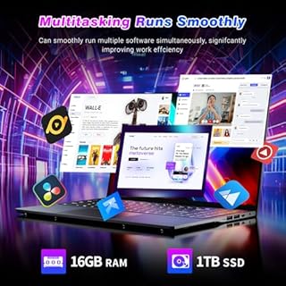 Notebook 16 Pollici, Core i5-8210Y CPU, Win 11 PC Portatile 16GB RAM 1TB SSD, Laptop Tastiera Retroilluminata, 1920*1080 IPS Full HD Schermo, (Mini-HDMI+USB3.0+Type-C+Webcan+WIFI5+5800Mah Battery)