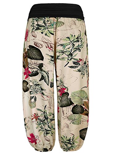 BAISHENGGT Yoga Pants for Women Elastic Waist Harem Pants X-Large Apricot-Floral