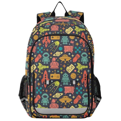Sac à dos ordinateur portable enfants pour l'école à motif robots multicolores
