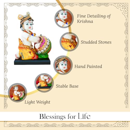 Image of Ekhasa Bal Gopal Idol for Puja | Laddu Gopal Murti for Pooja Room | Resin Baby Krishna Idol for Home | Bal Krishna Idol | Sri Krishna Idols Gift | Makan Chor Idol