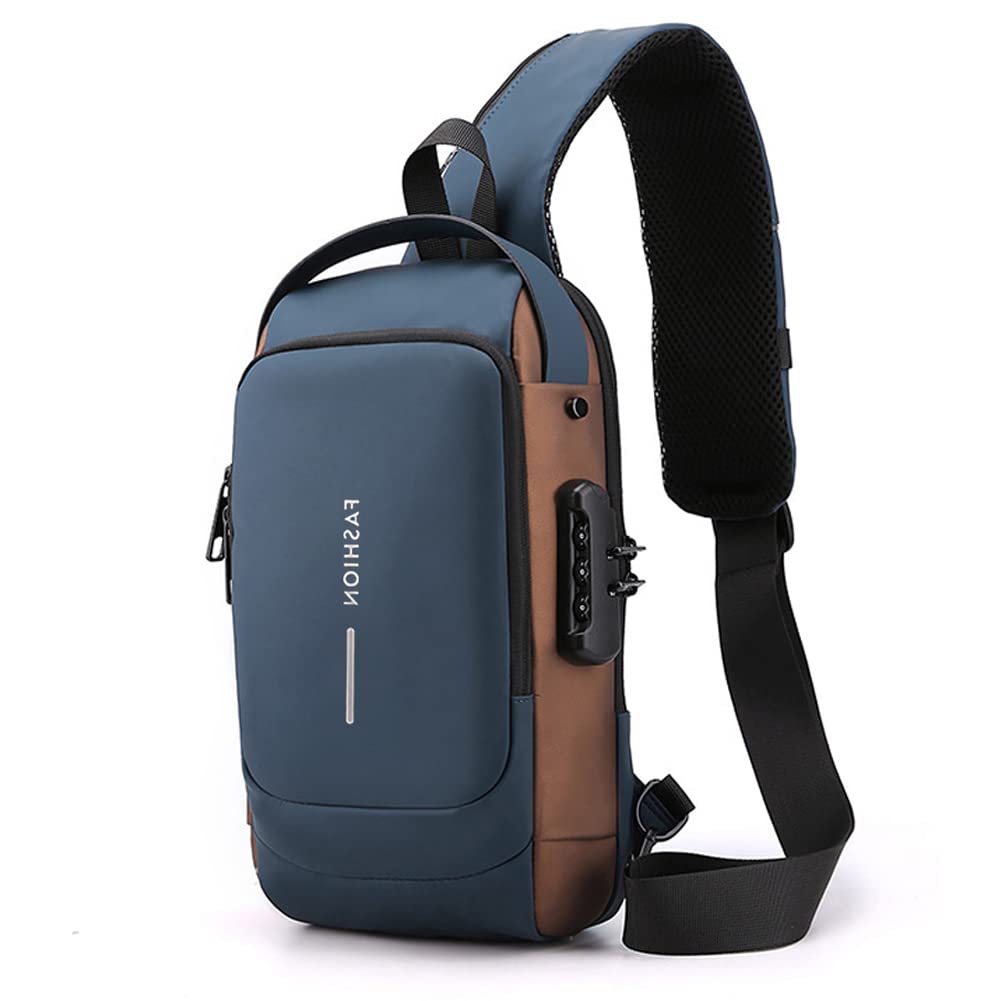 USB Charging Sport Sling Anti-Theft Shoulder Bag, Waterproof Anti Theft Sling Bag, Crossbody Bags Chest Daypack, Blue, Crossbody (B0BLZ634XK) Amazon Price History, Amazon Price Tracker