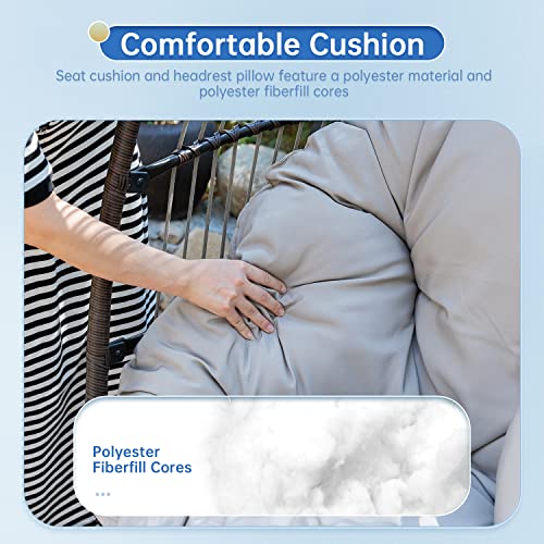 Egg Chair Hammock Chair Basket Chair Hanging Swing Chair UV Resistant Cushion with Stand for Indoor Bedroom Outdoor Garden Backyard