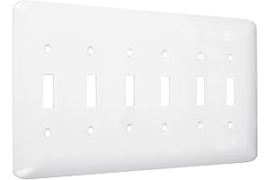 6 Gang Toggle Wall Plate with Smooth Finish in White
