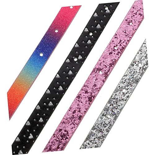 NOLITOY 4pcs Boy Girl Pu Leather Belt Heart Shaped Belts for Girls for and Daily Wear Includes Rainbow Glitter Glitter3