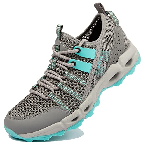 Ranberone Zapatos de Deporte al Aire Libre Antideslizantes para Mujer Zapatos de Agua de Malla Transpirable Zapatos de Senderismo Zapatos para Caminar de Verano Azul 40 Cover