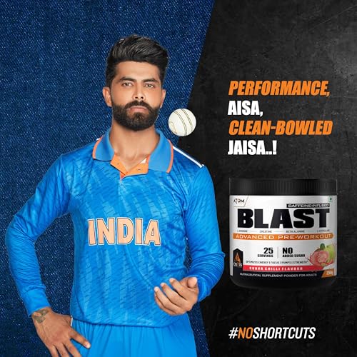Image of AS-IT-IS ATOM Blast Advanced Pre-workout 250gms | Caffeine & L- Arginine Infused | Optimizes Energy | Increase Strength & Pumps | Guava Chilli flavour