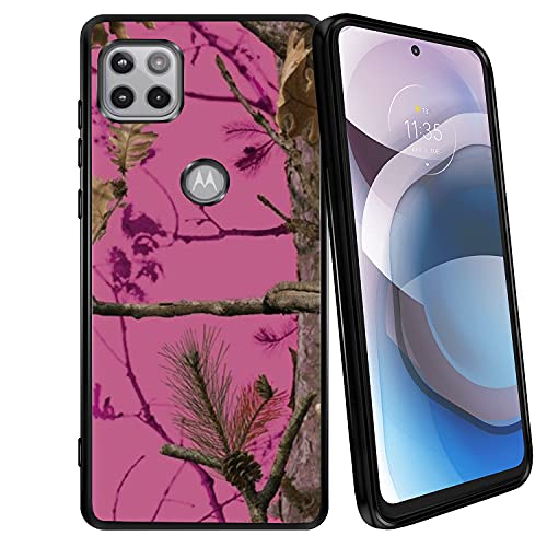 CasesOnDeck Cover Compatible with [Motorola Moto One 5G Ace (2021) / Moto One 5G Ace TPU Case][Gel Flex TPU] Hunting Camo Series, Slim One Piece Flexible TPU Case (Pink Tree Camo)