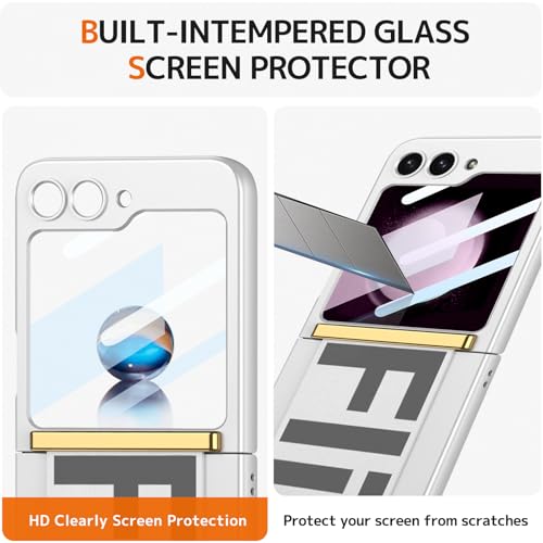 NINKI Compatible Samsung Galaxy Z Flip 6 Case with Screen Protector &Wristband,Silver Shockproof Ultra-Slim Stand Case for Samsung Z Flip 6 Phone Case with Kickstand,Galaxy Z Flip 6 5G Case with Strap