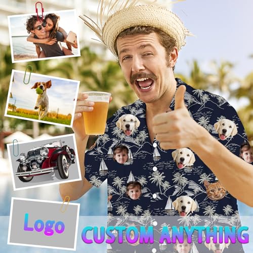 Hawaiian Shirt W/Face Custom for Men Women, Customized Tropical Floral Personalized Hawaiian Shirts Aloha Dad Shirts2