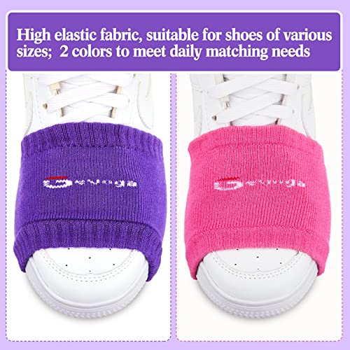 Geyoga Dance Shoe Covers Socks for Dancing on Smooth Floors over Sneakers Protecting Knee(2 Pairs,Rose Red, Purple)2