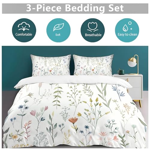 Parure housse de couette fleurs vertes rétro de qualité supérieure - 5