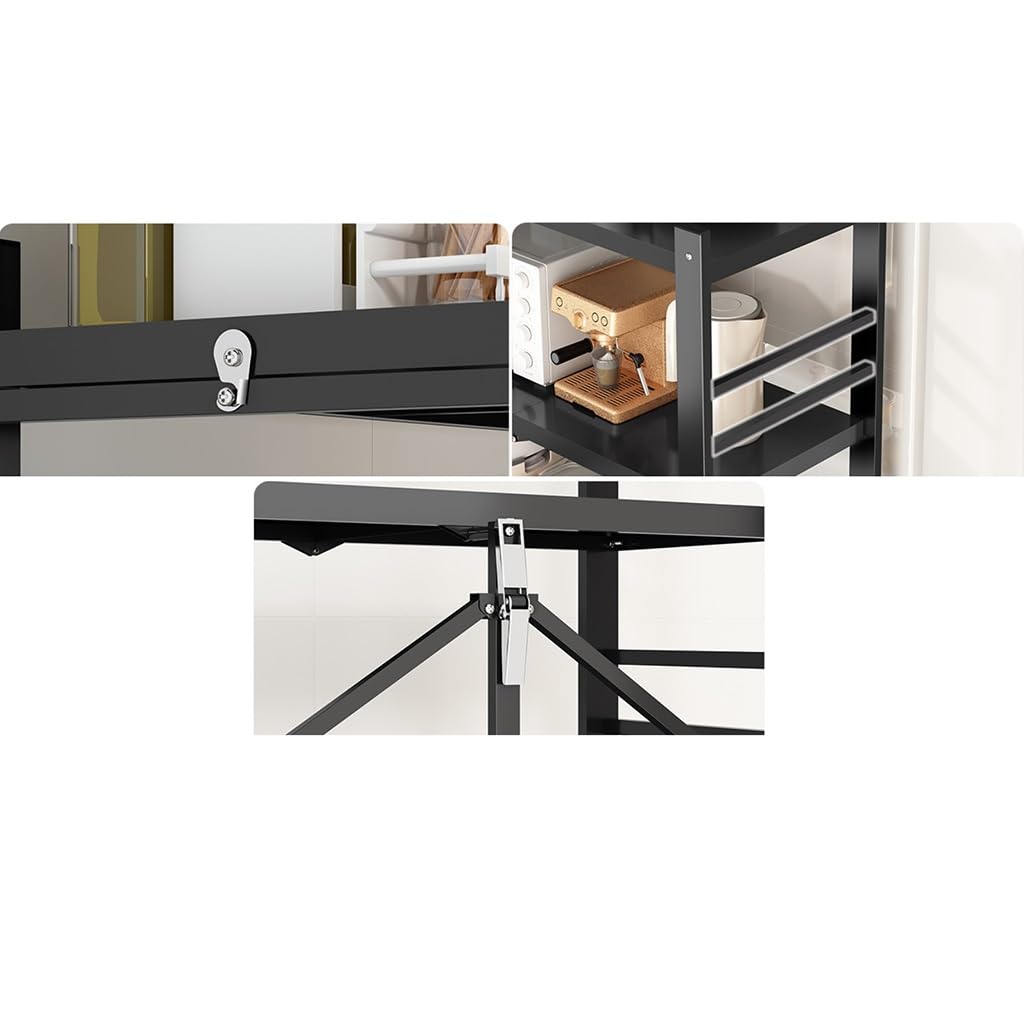 Scaffale pieghevole in metallo resistente con ruote, 5 ripiani, per garage, cucina, dispensa, casa, ufficio, facile da montare, grande capacità, nero