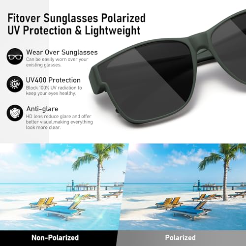 Image of GEGURI Polarized Sunglasses Fit Over Glasses for Men Women, Oversized Square Sun Glasses UV400 Protection Shades