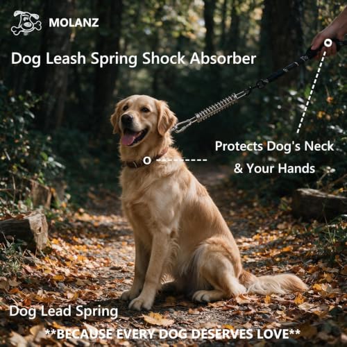 Image of Dog Tie Out Spring Shock Absorber, Heavy Duty 304 Stainless Steel with Carabiners for 3 Medium & Large Dogs, Spring Pole, Stake Cable Leash, Yard Camping Ties - Fits Multiple Dogs (3 Springs)