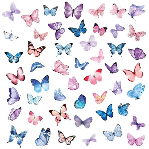 DUINIU 3 Pacotes de autocolantes de borboletas, decorações naturais retro, autocolantes de vestido de bricolage com conta manual, adequados para decorar paredes, malas, capas para telemóveis.